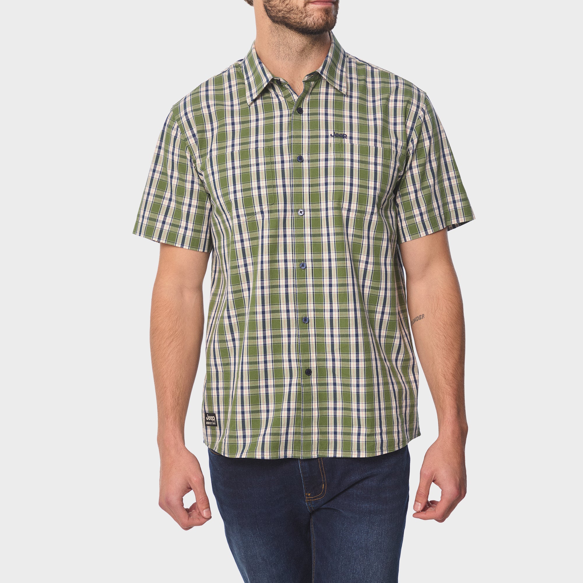 unsually｜ Studded Check Shirt Casual Check Shirt