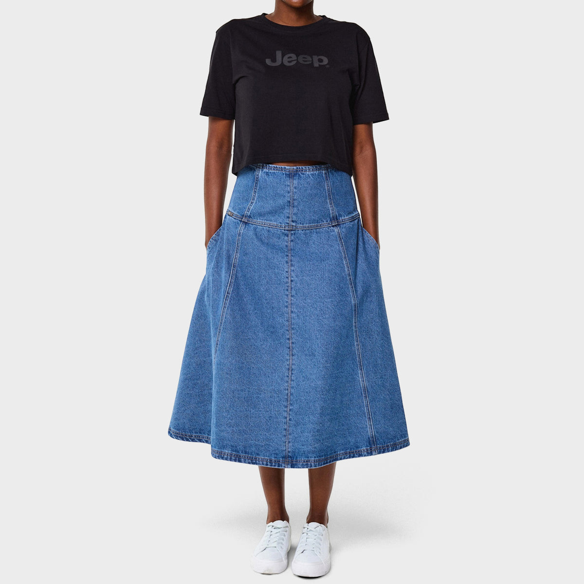 Flared Denim Skirt (4)