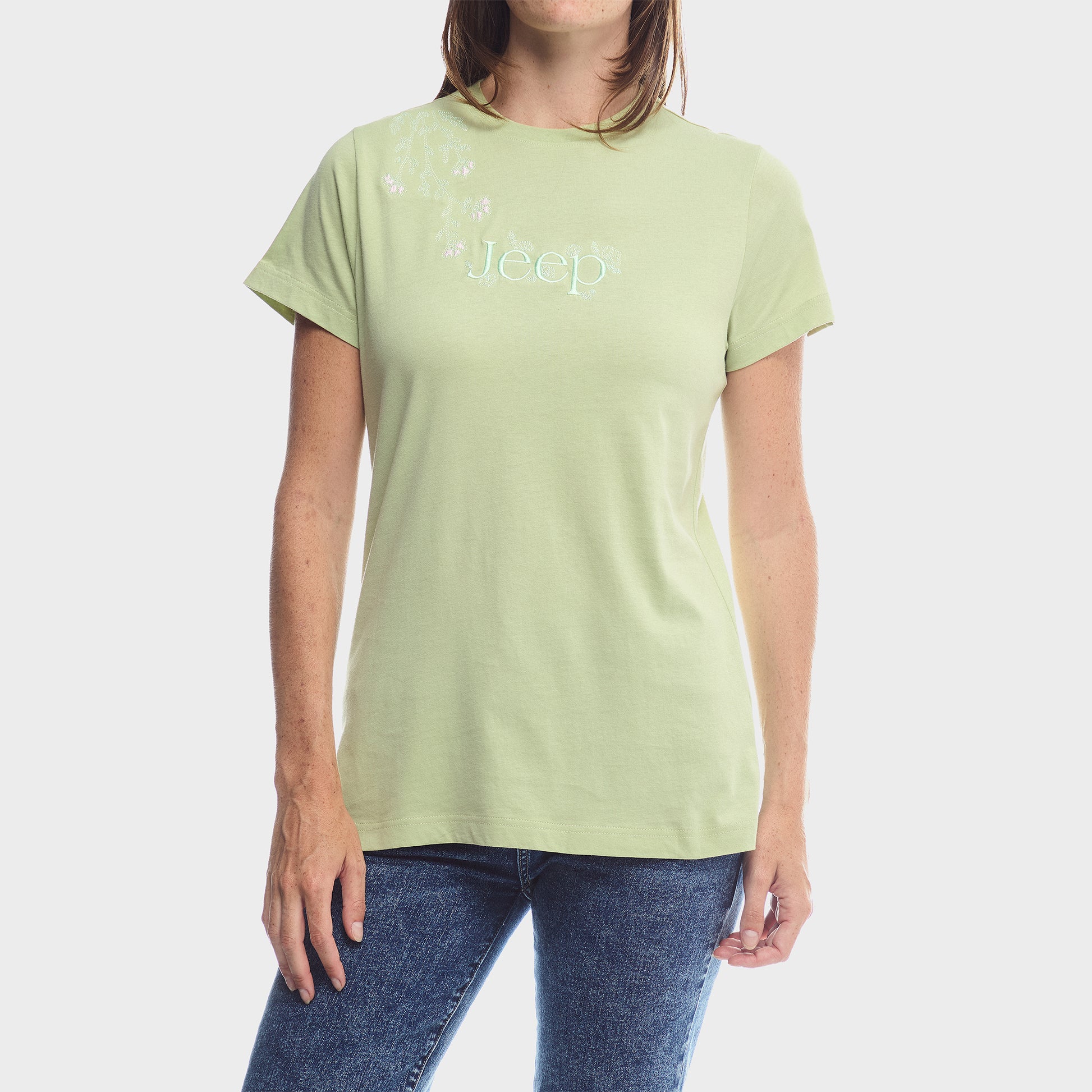 Fower Embroidery Jeep Tee