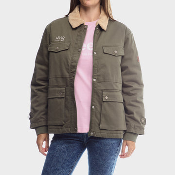 Cotton Twill With Sherpa Collar Jacket