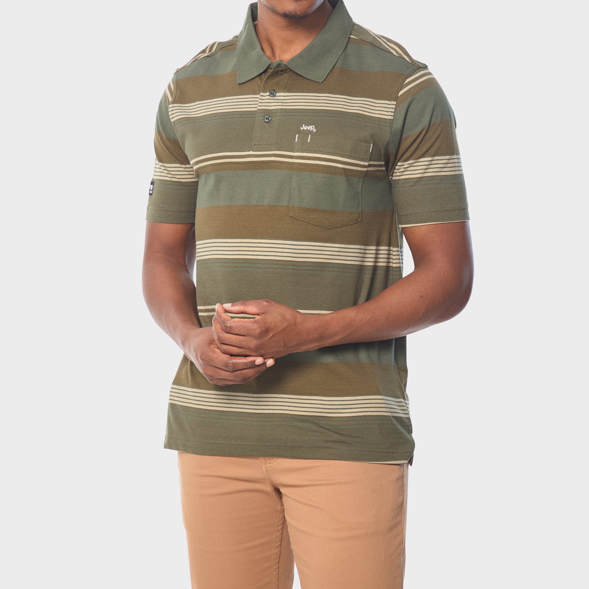 トップス Pedestal polo tee jellyyabashi flexwitme Yarndye Stripe Polo